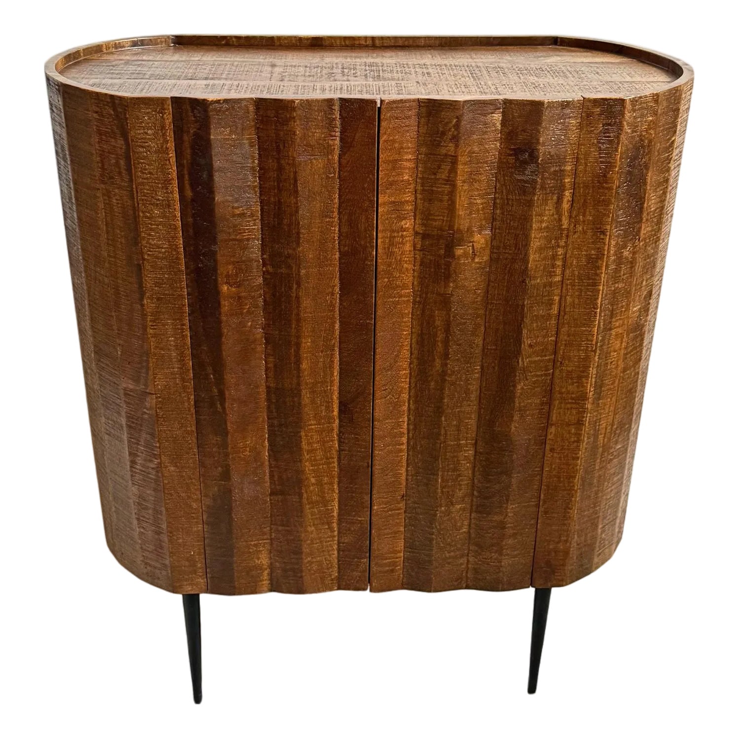 Oval Bevel Wood Bar Hostess Stand | Chairish