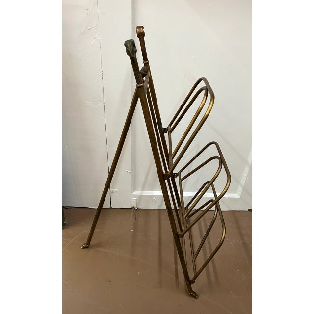 Mid-Century Modern Madison Jenson Style Folding Brass Magazine Rack For Sale - Image 4 of 5