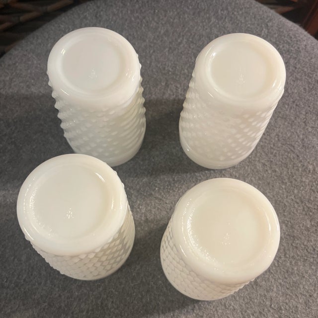 Vintage Milk Glass Lemonade Set, Hobnail Glass Pitcher & Tumblers by