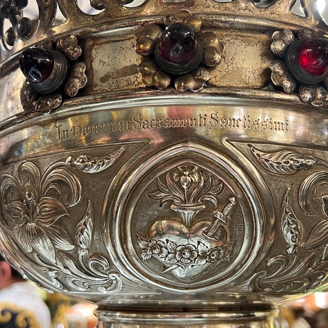 Metal Antique Irish Sterling Silver Ecclesiastical Gothic Style Hanging Lantern / Lamp For Sale - Image 7 of 8