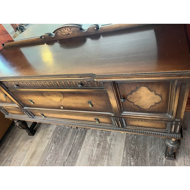 Jacobean Antique Carved Walnut Buffet Credenza For Sale - Image 3 of 8