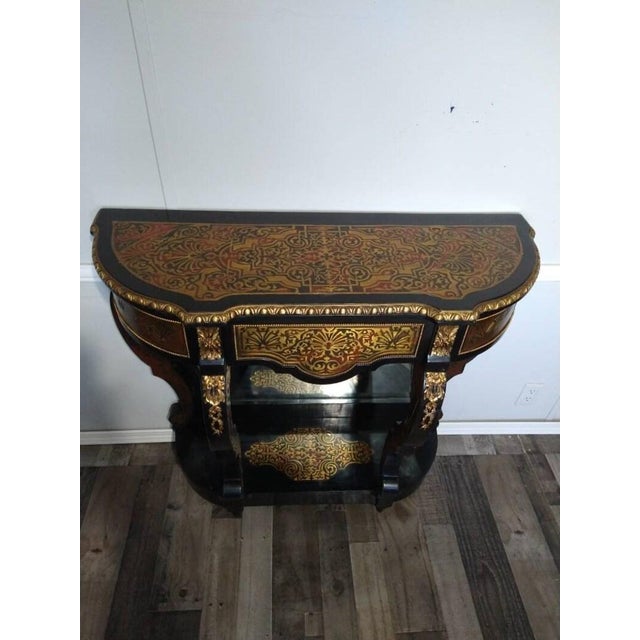 Early 18th Century Antique Gilt Bronze-Mounted “Boulle” Marquetry Inspired and Part-Ebonised Console Table For Sale - Image 5 of 8