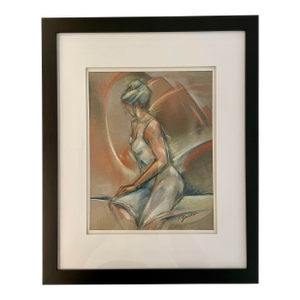 Early 21st Century Original Framed Pastel Painting Entitled “White Gown” by Artist Kathleen Yurko