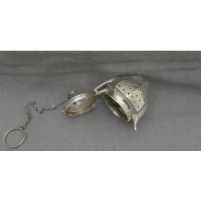 Metal Sterling Miniature Teapot Tea Strainer For Sale - Image 7 of 9