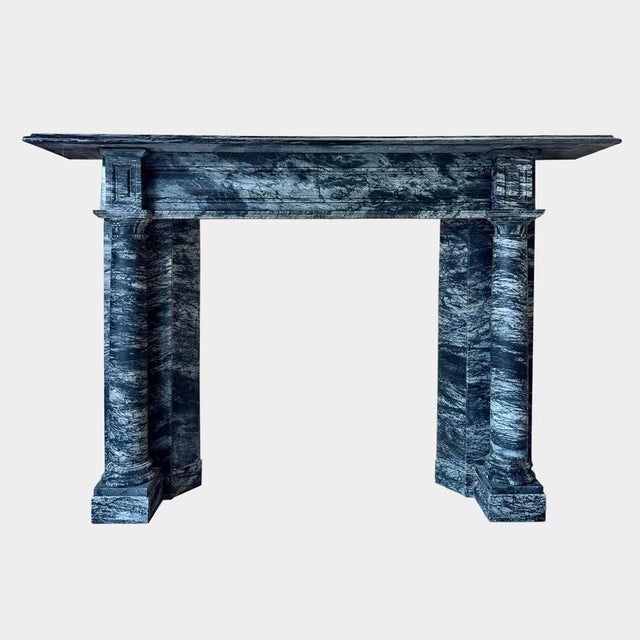 A large and impressive antique Irish chimneypiece in wonderfully variegated Italian Bardiglio marble. The fully detached...