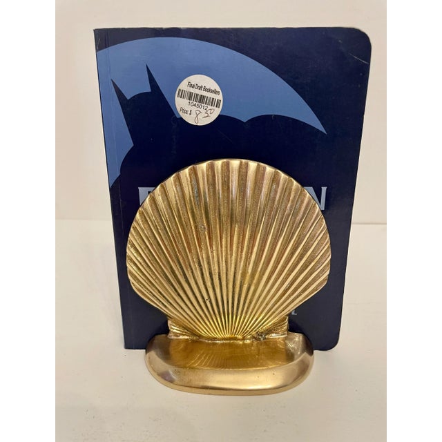 Metal Vintage Brass Clam Shell Seashell Bookends For Sale - Image 7 of 8