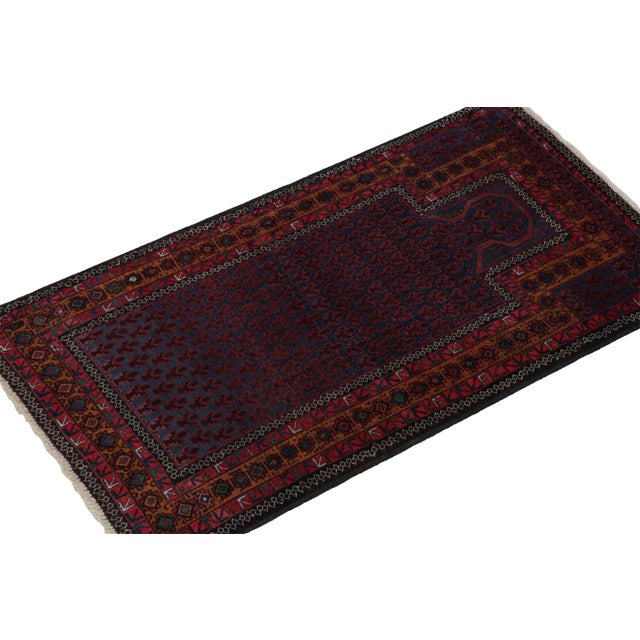 2010s Rug & Kilim’s Baluch Tribal Rug in Navy Blue With Mihrab and Geometric Patterns For Sale - Image 5 of 7