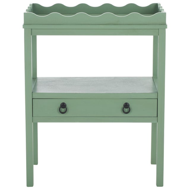 Mint Darlyn Scalloped Rectangle Accent Table in Sage For Sale - Image 8 of 8