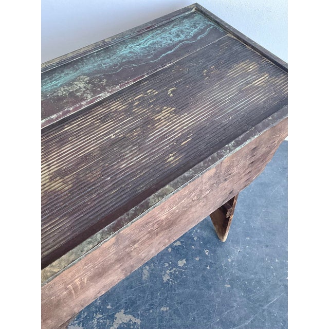 Wood Vintage Primitive Patinated Copper Dry Sink For Sale - Image 7 of 12