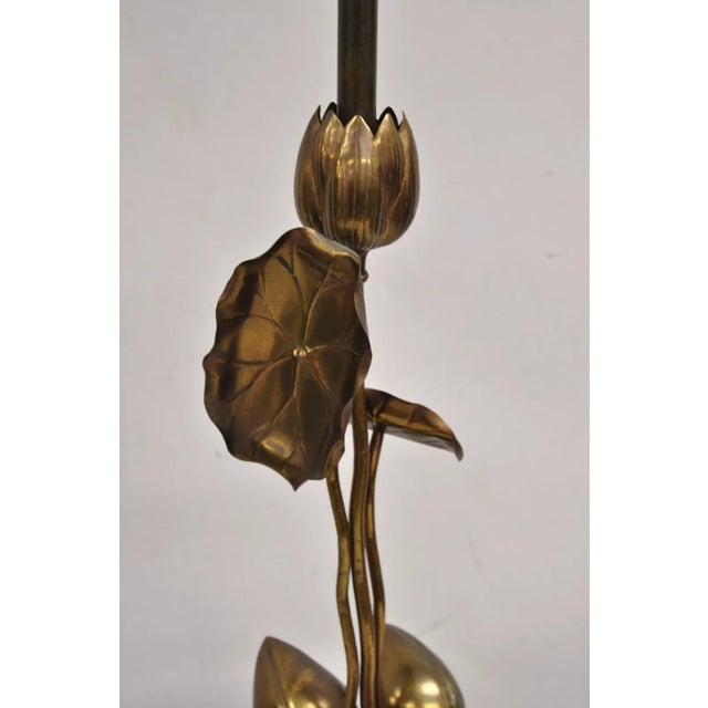Mid 20th Century Vintage Chinese Bronze Fruit & Lotus Vine Leaf Chinoiserie Table Lamp For Sale - Image 5 of 11