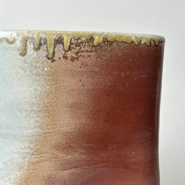 Vintage Anagama Fired Ash Glaze/Crackle Glaze Stoneware Vase, Signed For Sale In Philadelphia - Image 6 of 8