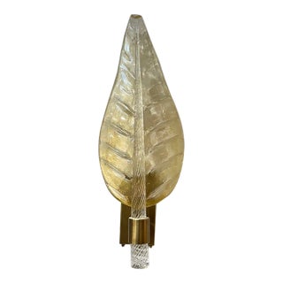 Gold Murano Glass Leaf Sconce For Sale