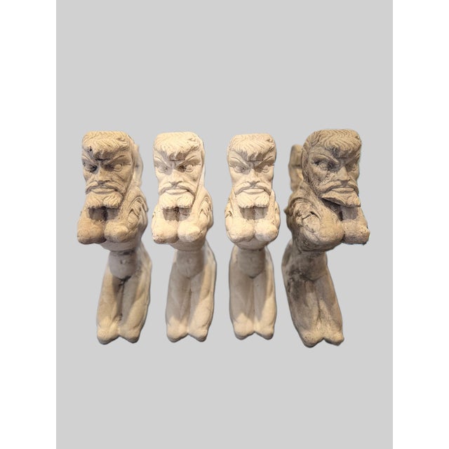 1960s Rare Set of 4 Signed o.r. Hoffman 1964 Atlantes Architectural Corbels – Solid Cast Plaster For Sale - Image 5 of 7