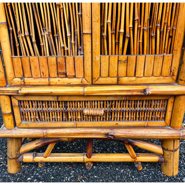 1940s Vintage Palm Beach Regency Bamboo Cabinet For Sale - Image 5 of 12