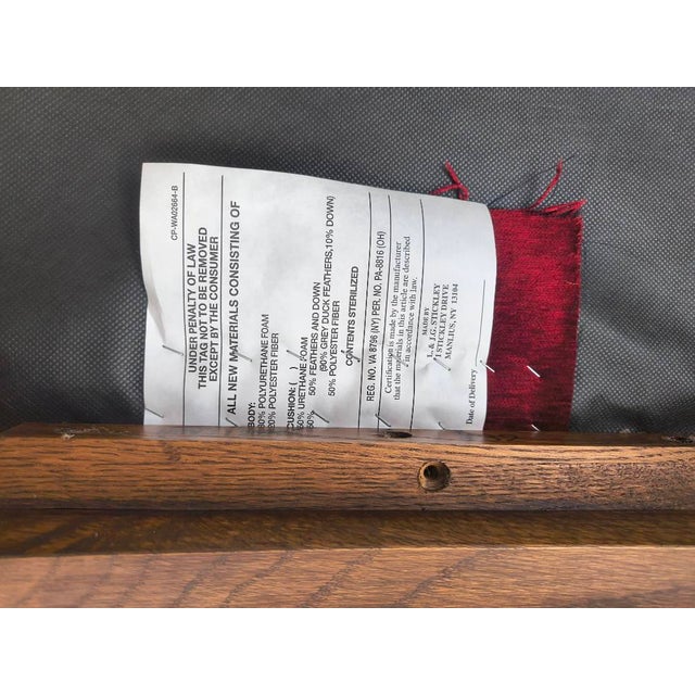 Stickley Mission Collection Oak & Velvet Bow Arm Lounge Chair (Model 89-2590) For Sale In Denver - Image 6 of 16