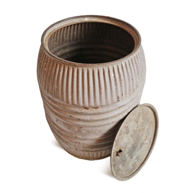 Mid 20th Century Vintage India Iron Grain Barrel For Sale - Image 5 of 6
