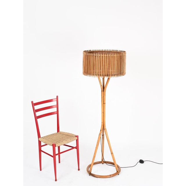 Mid-Century Modern Floor Lamp in Bamboo and Rattan by Franco Albini, 1960s For Sale - Image 3 of 18