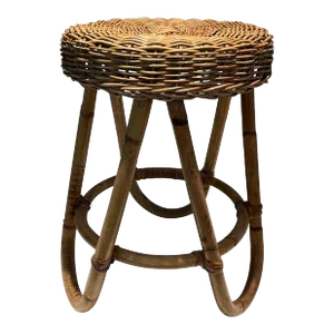 French Rattan Stool, Circa 1950