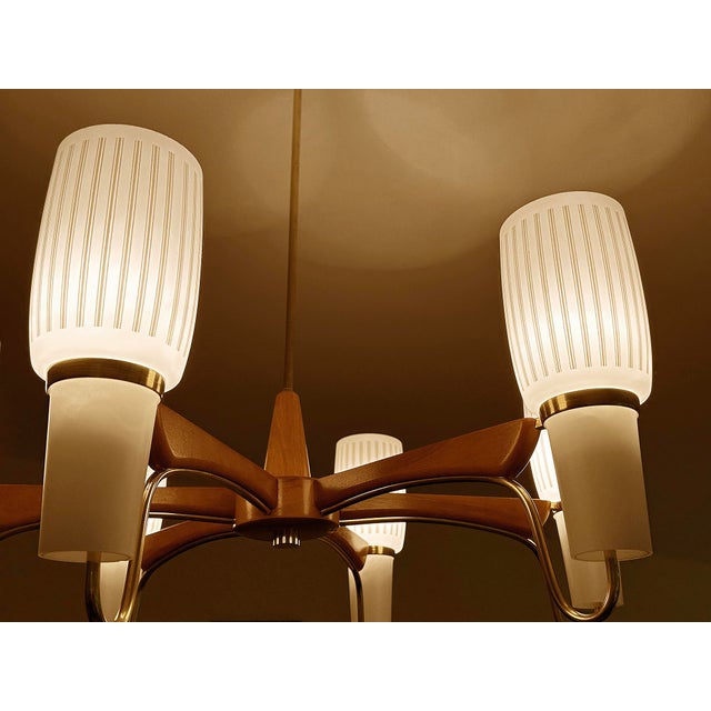 Large Pendant Light in Glass and Teak from Temde, 1960s For Sale - Image 17 of 18