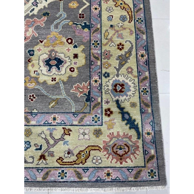 8x10 Gray Hand-Knotted Wool Botanical Abundance Classic Traditional Carpet Rug For Sale - Image 4 of 6