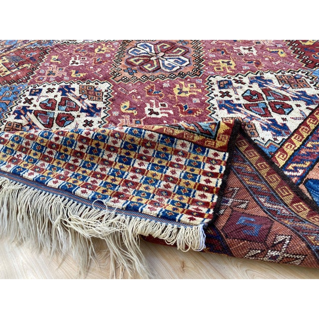 Berry Red Kazak Medallion Handmade Wool Rug 5x7 For Sale - Image 11 of 13