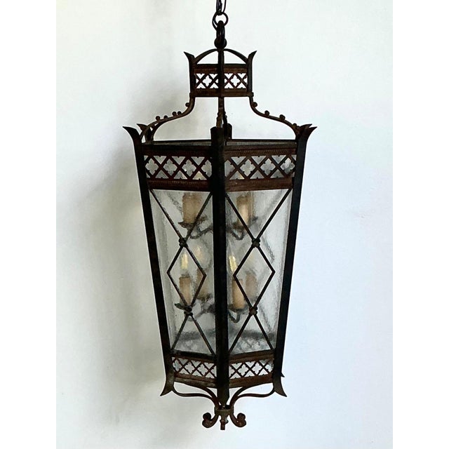 Metal Vintage Iron and Glass Lantern For Sale - Image 7 of 17