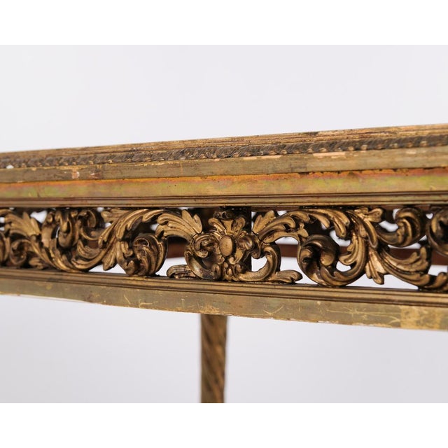 Antique Louis XVI Salon Table with Marble Top and Gilded Wood, 1850s For Sale - Image 5 of 10