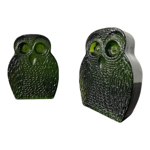 1970s Blenko Glass Owl Bookends- Set of 2