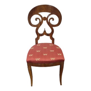 Biedermeier Side Chair Italian Walnut 1950s Reproduction. For Sale