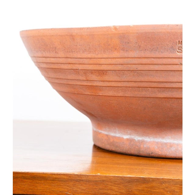 1960s Mid Century Modern Planter Terra Cotta Silma Italy Pottery Vintage Round 18" For Sale In Sacramento - Image 6 of 12