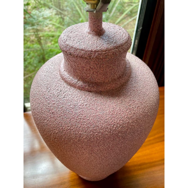 Vintage 1980s Modern Pastel Pink Textured Lamp For Sale - Image 4 of 5