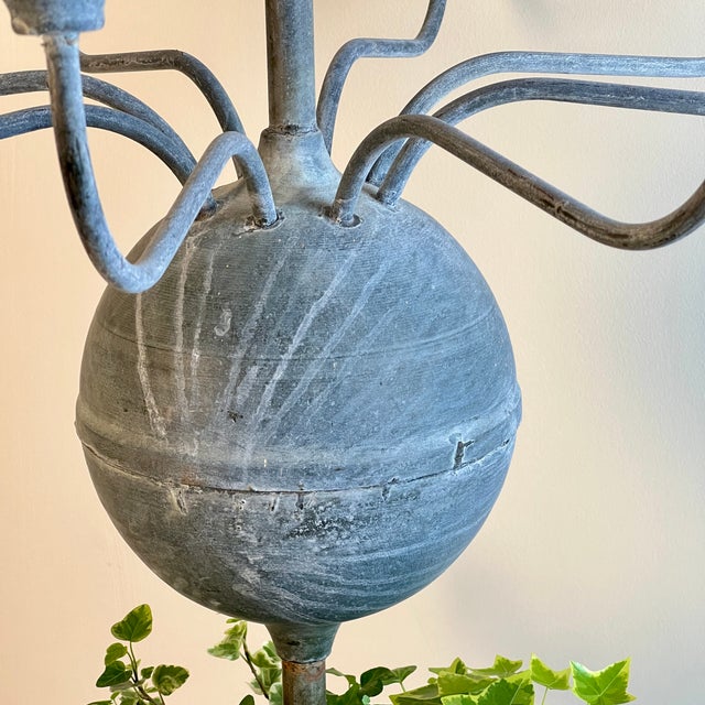 Large Vintage Belgian Zinc Candelabra Planter For Sale - Image 6 of 7