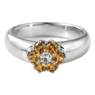 Citrine Flower Style Ring, Unique Statement Band Ring for Woman Us 7 For Sale