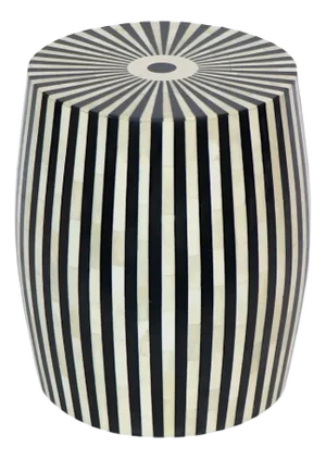 Striped Bone & Resin Table/ Stool- Black
