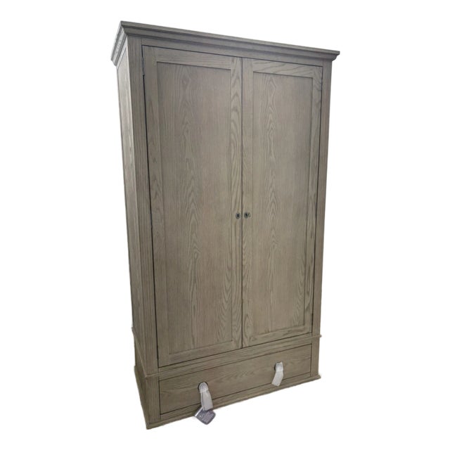 Rh Maison Armoire (Wardrobe or Media) – Light Oak Solid Hardwood Construction | French-Inspired Design | Pewter Hardware For Sale