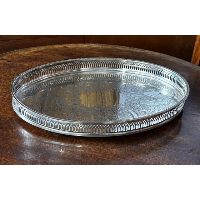 Silver-Plated Gallery Drinks Tray For Sale - Image 4 of 4