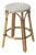 Tobias 24 in. Seat Height Round Rattan Backless Counter Stool, White/Black Dot/ Natural Rattan Frame For Sale