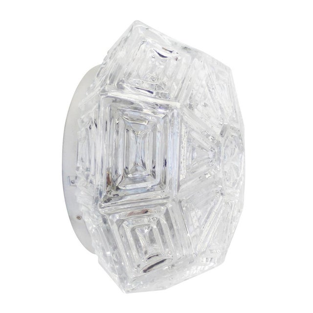 Mid-Century Octogon Clear Glass Sconces Flush Mount For Sale - Image 8 of 8