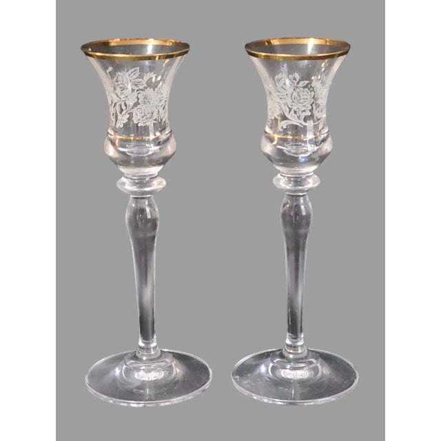 Add a touch of elegance to your home with this stunning pair of Mikasa crystal candle holders. The delicate lace floral...