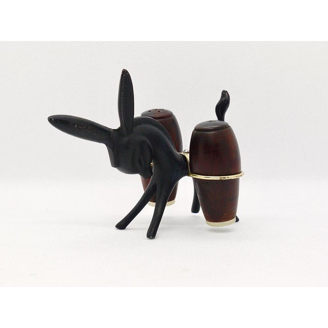 1950s Donkey Salt and Pepper Shakers with Holder by Walter Bosse for Hertha Baller, Austria, 1950s, Set of 3 For Sale - Image 5 of 13