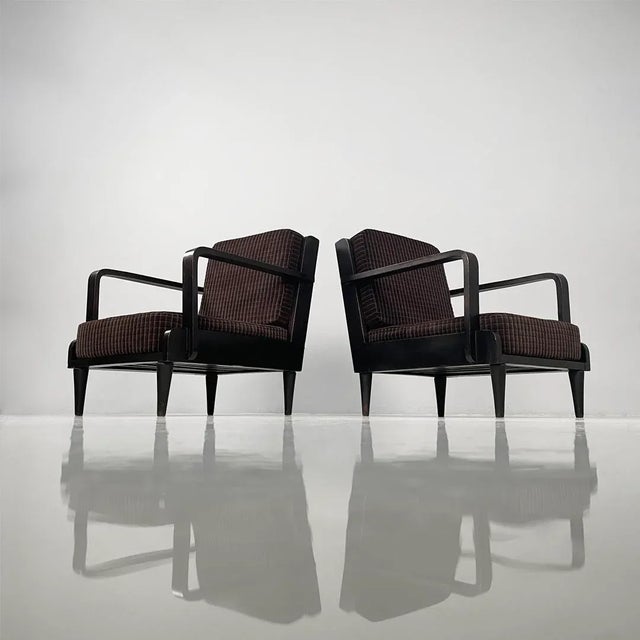 Mid-Century Modern Italian Chairs in Velvet, 1940s, Set of 2 For Sale - Image 6 of 18