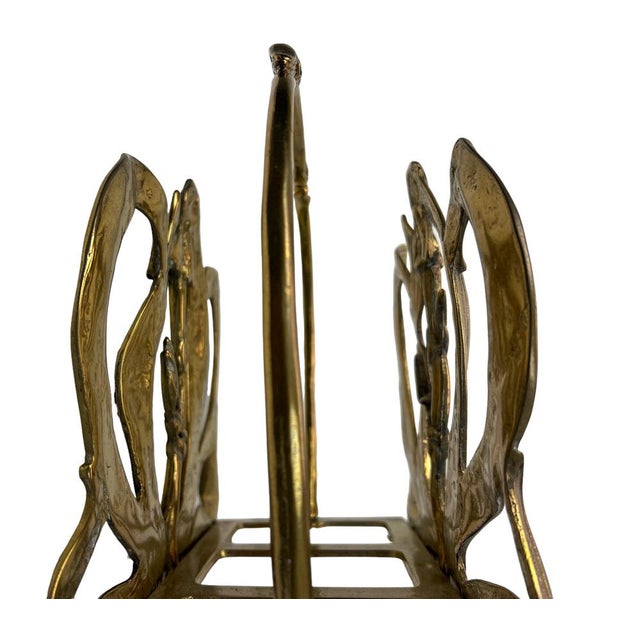Floral Magazine Rack in Brass by Gilde Handwerk, 1970s For Sale - Image 12 of 14