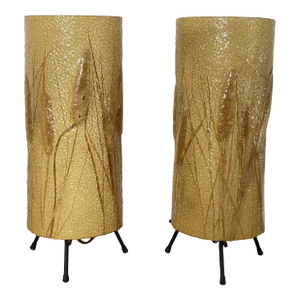 Mid Century Cattail Lamps on Iron Base