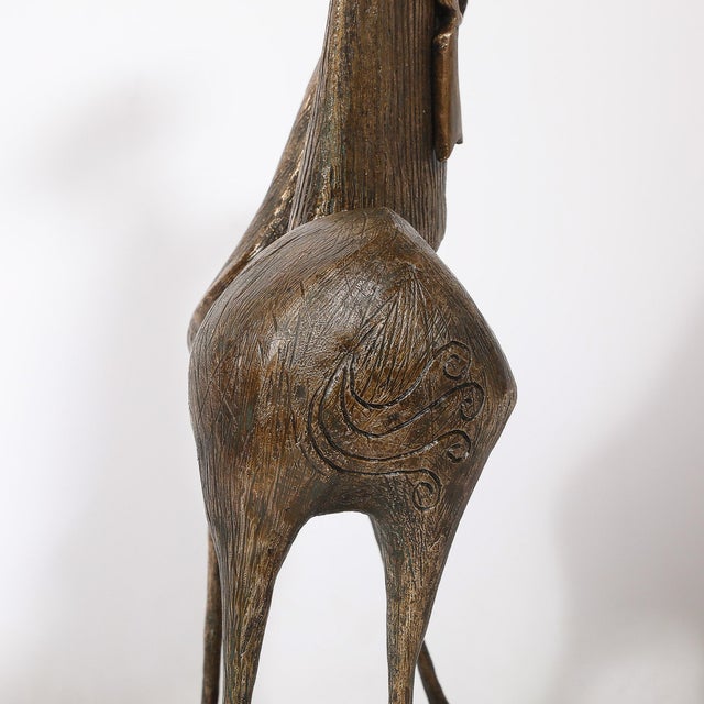 Mid-Century Bronze Signed Gloria Ellies Stylized Horseman Sculpture Edition 4/6 For Sale - Image 14 of 17