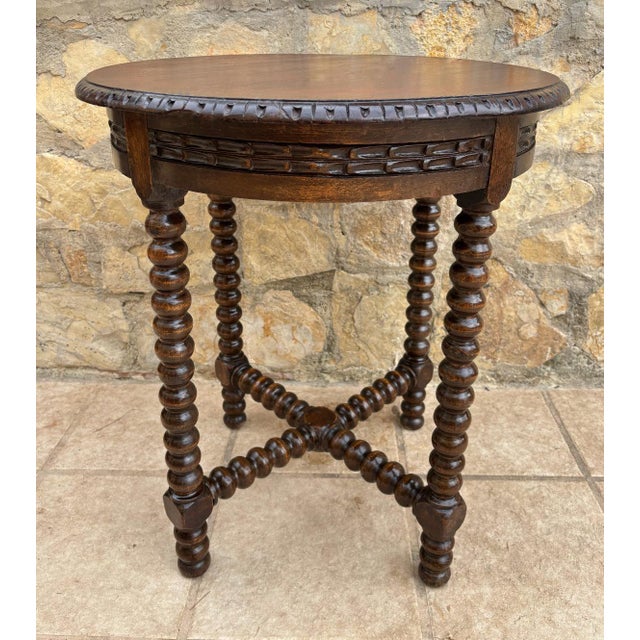 20th Century Jacobean Revival Bobbin Side Table in Oak For Sale - Image 6 of 8