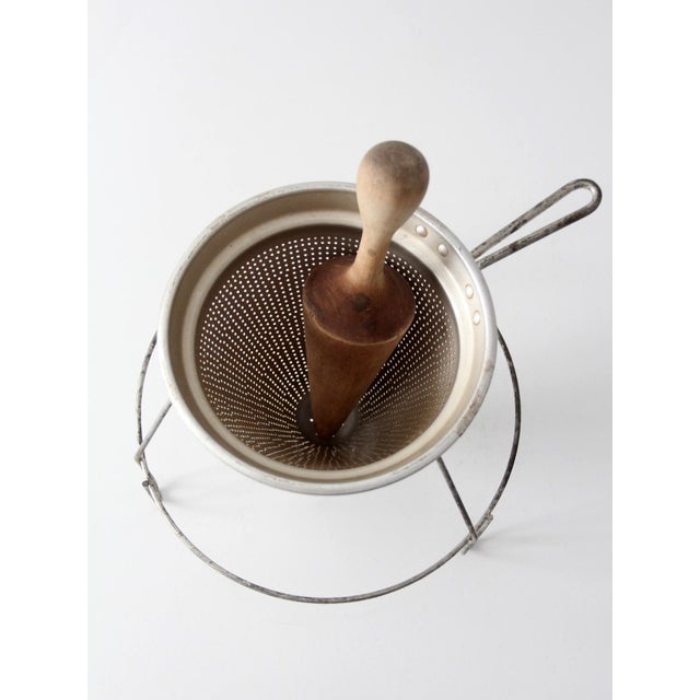 Mid-Century Conical Strainer Set With Stand and Wooden Pestle For Sale - Image 4 of 13