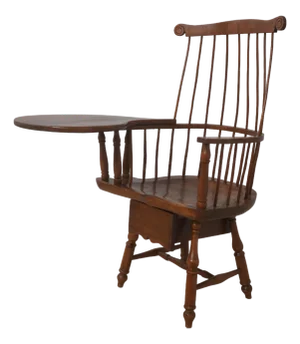 Antique Early American Windsor Writing Desk Armchair With Drawer