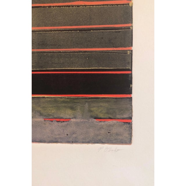 1990s Pierre ObandoAbstract Expressionist Modernist Coral Grey Monoprint Monotype Painting Print, 1997 For Sale - Image 5 of 6