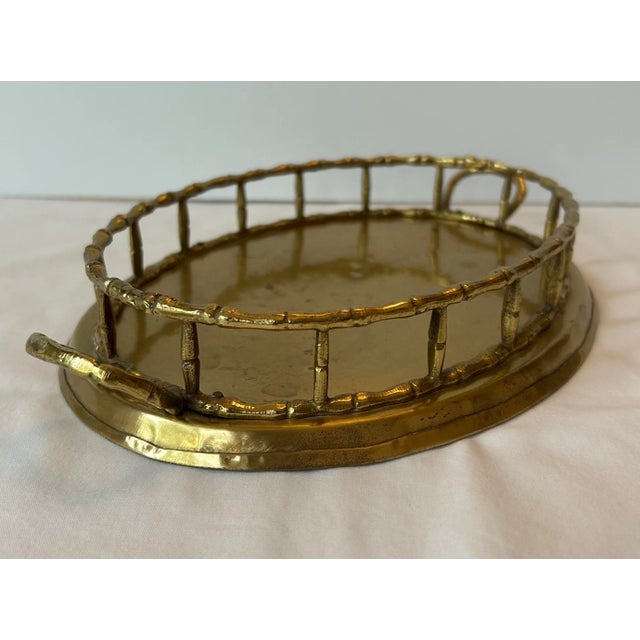 Brass Bamboo Motif Gallery Tray For Sale - Image 4 of 6