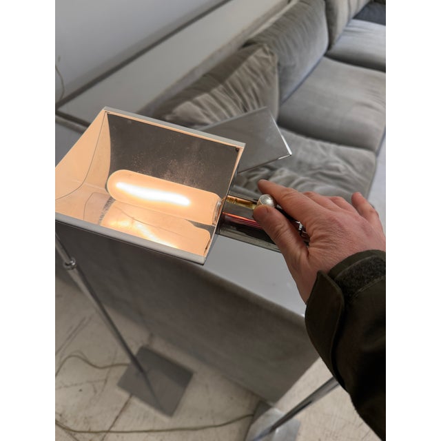 Koch & Lowy Chrome Adjustable Floor Lamps - A Pair For Sale In New York - Image 6 of 9